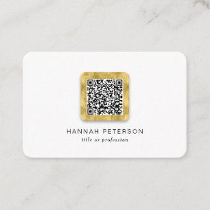 Tarjeta De Visita Código QR elegante moderno de moda dorada 