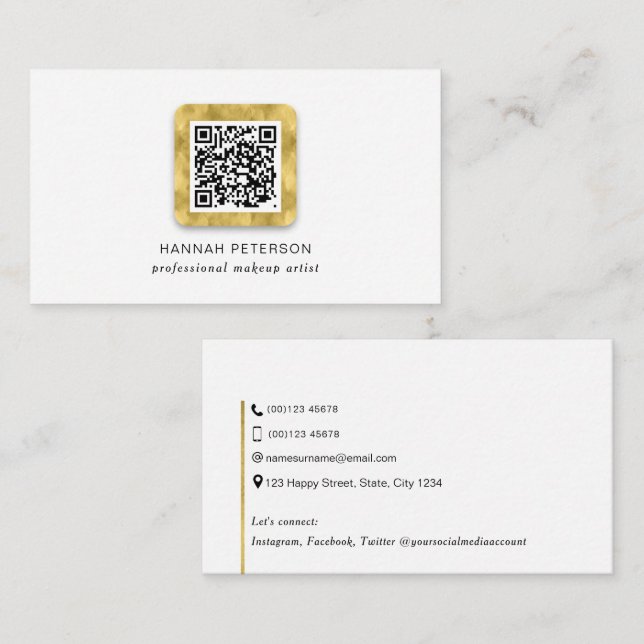 Tarjeta De Visita Código QR, elegante moderno y moderno personal de  (Anverso / Reverso)