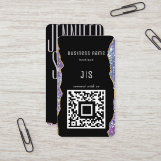 Tarjeta De Visita Código QR Elegante Monograma Conéctate con nosotro