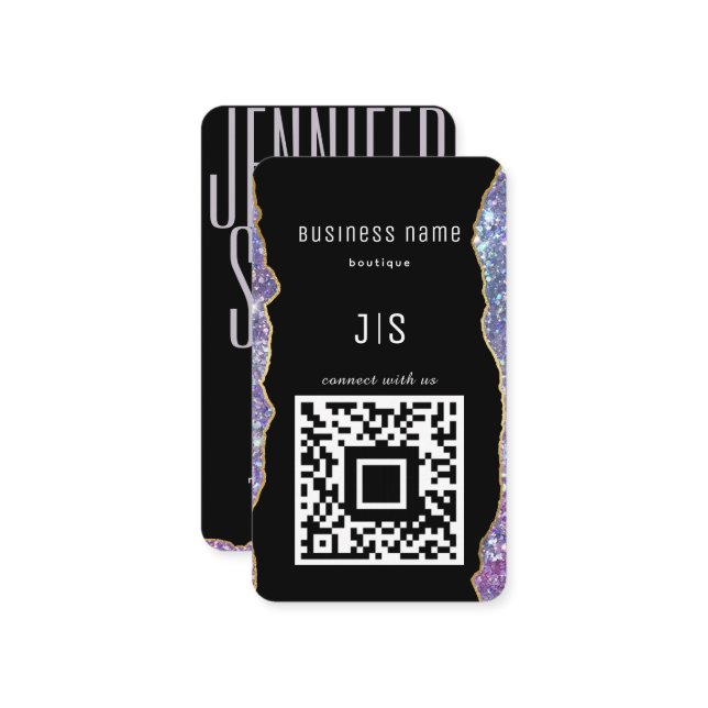 Tarjeta De Visita Código QR Elegante Monograma Conéctate con nosotro (Anverso/Reverso In Situ)