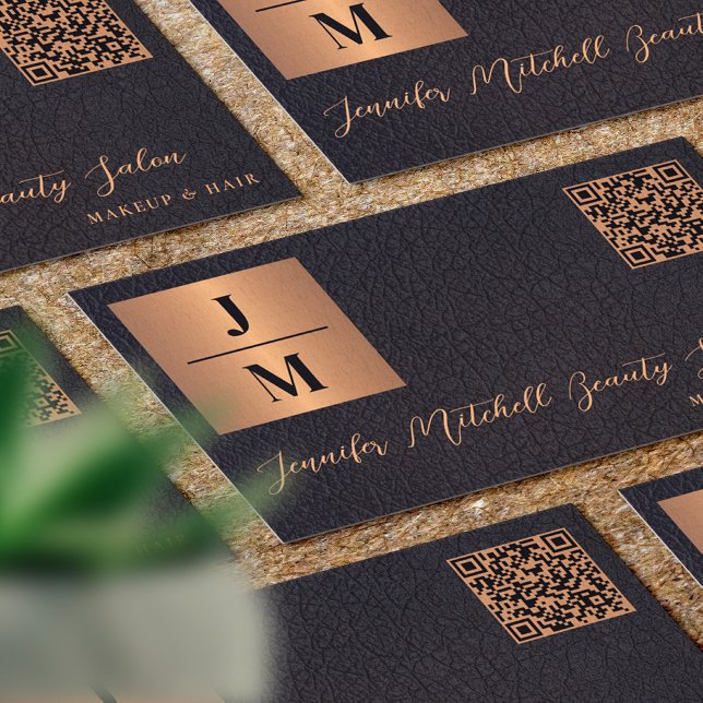 Tarjeta De Visita Código QR elegante monograma profesional de oro ne (Subido por el creador)