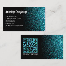 Código QR elegante negro con destellos falsos de c