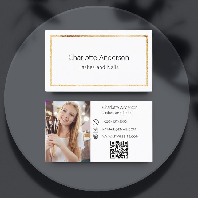 Tarjeta De Visita Código QR elegante para foto de oro blanco (Subido por el creador)