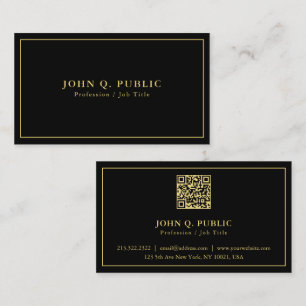 Tarjeta De Visita Código QR Elegante plantilla moderna simple oro ne