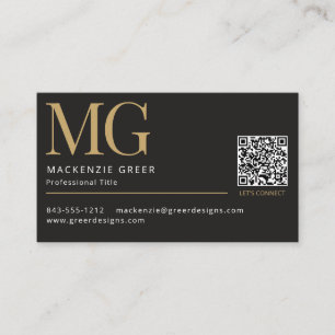 Tarjeta De Visita Código QR Elegante Profesional Moderno Monogramado