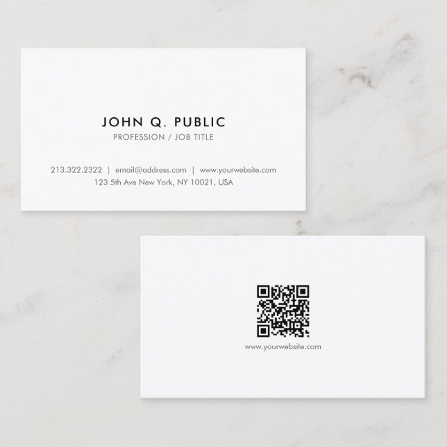Tarjeta De Visita Código QR elegante simple moderno y profesional (Anverso / Reverso)