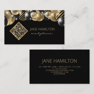 Tarjeta De Visita Código QR Elegantes Globos Brillantes