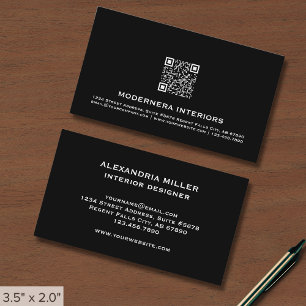 Tarjeta De Visita Código QR en blanco y negro
