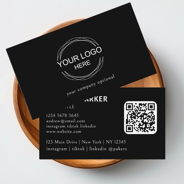 Tarjeta De Visita Código QR en blanco y negro (QR Code Black & White Business Card)