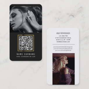 Tarjeta De Visita Código QR en blanco y negro fotos modernas en med