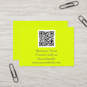 Tarjeta De Visita Código QR en medios sociales Amarillo fluorescente