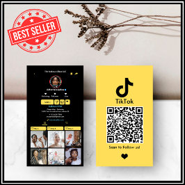 Tarjeta De Visita Código QR en medios sociales amarillo TikTok