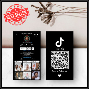 Tarjeta De Visita Código QR en medios sociales de Black TikTok