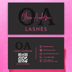 Tarjeta De Visita Código QR Encendido en el ojo Tecnológico Rosa Cal