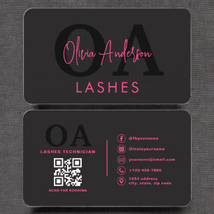 Tarjeta De Visita Código QR Encendido en el ojo Tecnológico Rosa Cal