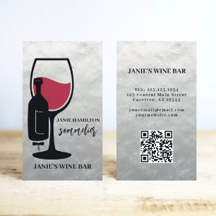 Tarjeta De Visita Código QR escaneable de barra de vino