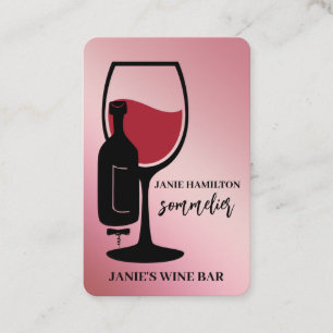 Tarjeta De Visita Código QR escaneable de barra de vino rosa