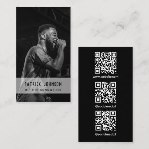 Tarjeta De Visita Código QR escaneable de foto de cantante músico Hi