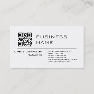 Tarjeta De Visita Código QR escaneable en la planicie delantera mode