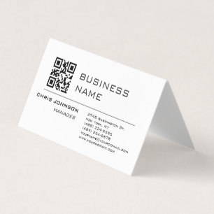 Tarjeta De Visita Código QR escaneable en la planicie delantera mode