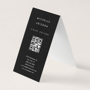 Tarjeta De Visita Código QR escaneable profesional negro minimalista
