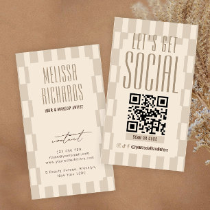 Tarjeta De Visita Código QR escaneable Retro Beige Groovy para redes