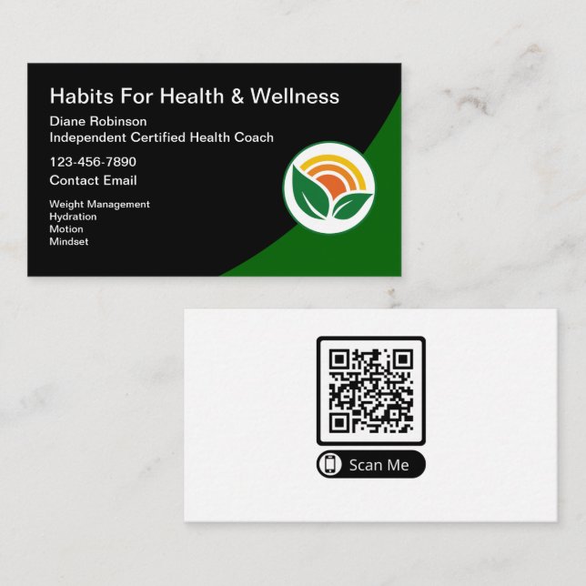 Tarjeta De Visita Código QR escaneado de entrenador de mantenimiento (Anverso / Reverso)