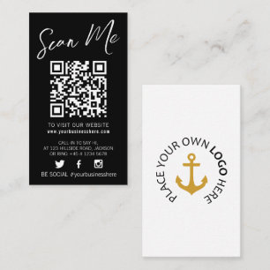 Tarjeta De Visita Código Qr escaneo negro monotono simple logotipo s