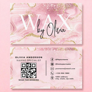 Tarjeta De Visita Código QR Especialista en Cera Estético Agate Pink