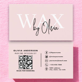Tarjeta De Visita Código QR Especialista en Cera Estético Rubor Pink