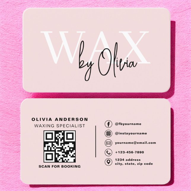 Tarjeta De Visita Código QR Especialista en Cera Estético Rubor Pink (Subido por el creador)
