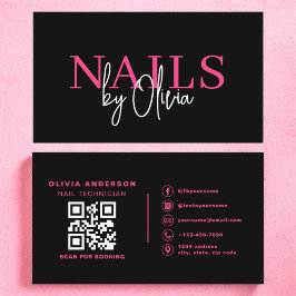 Tarjeta De Visita Código QR Especialista en uñas Artista de tipograf
