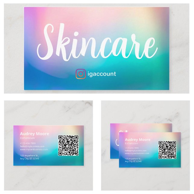 Tarjeta De Visita Código QR estético para el cuidado de la piel (Skincare Esthetician QR Code Business Card
)