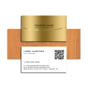 Tarjeta De Visita Código QR Faux Gold y White