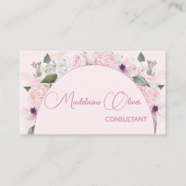 Tarjeta De Visita Código QR Femenino Moderno Floral Rosa Elegante