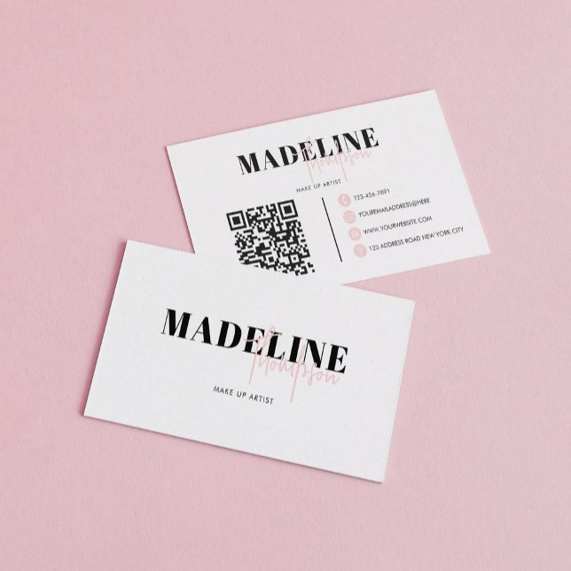 Tarjeta De Visita Código QR femenino rosa claro de Moda moderna (Subido por el creador)