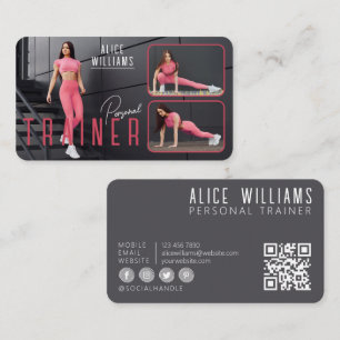 Tarjeta De Visita Código QR Fitness Fotografía personal de entrenado