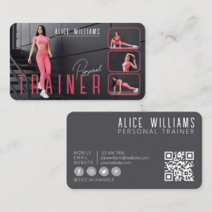 Tarjeta De Visita Código QR Fitness Fotografía personal de entrenado