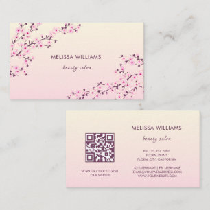 Tarjeta De Visita Código QR   Flor de Cerezo Rosa