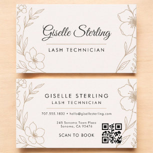 Tarjeta De Visita Código QR floral botánico Rubor Lash Technician