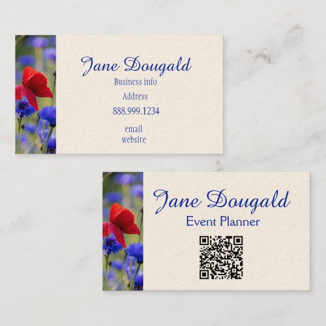 Tarjeta De Visita Código QR Floral Botánico Verde Bold (Anverso / Reverso)