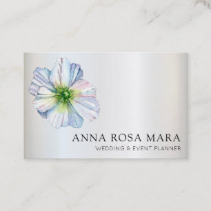 Tarjeta De Visita *~* Código QR floral de anémona blanca arcoiris