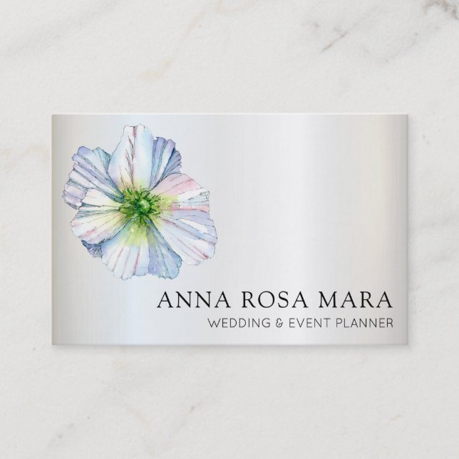 Tarjeta De Visita *~* Código QR floral de anémona blanca arcoiris (Anverso)