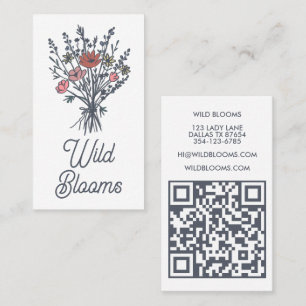 Tarjeta De Visita Código QR floral floral rústico mínimo floral
