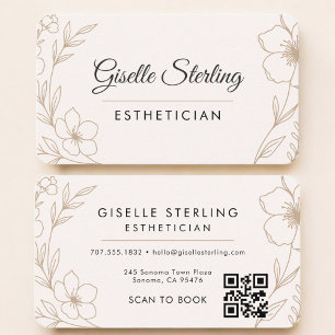 Tarjeta De Visita Código QR floral profesional de estética