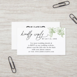Tarjeta De Visita Código QR floral vintage para RSVP de boda Negocio