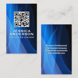 Tarjeta De Visita Código QR   Fondo abstracto azul