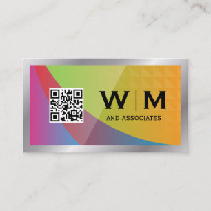 Tarjeta De Visita Código QR   Fondo geométrico colorido