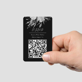 Tarjeta De Visita Código QR Foto en línea Página web de Floral Negra