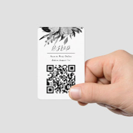 Tarjeta De Visita Código QR Foto en línea Página web de Floral Negra